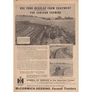 International Harvester McCormick Deering Farmall Tractors WWII Print Ad 1945
